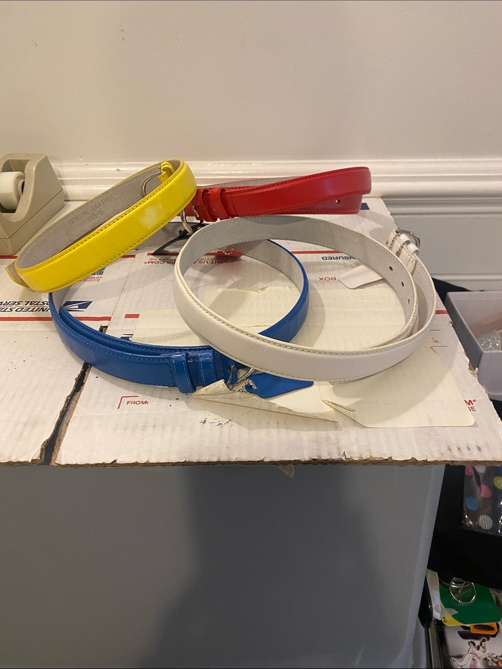Bundle of (4)  Small Genuine Leather Belts good condition